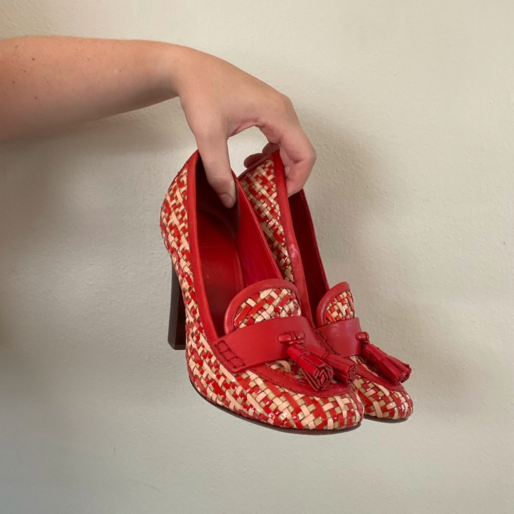 Tory Burch red leather heels